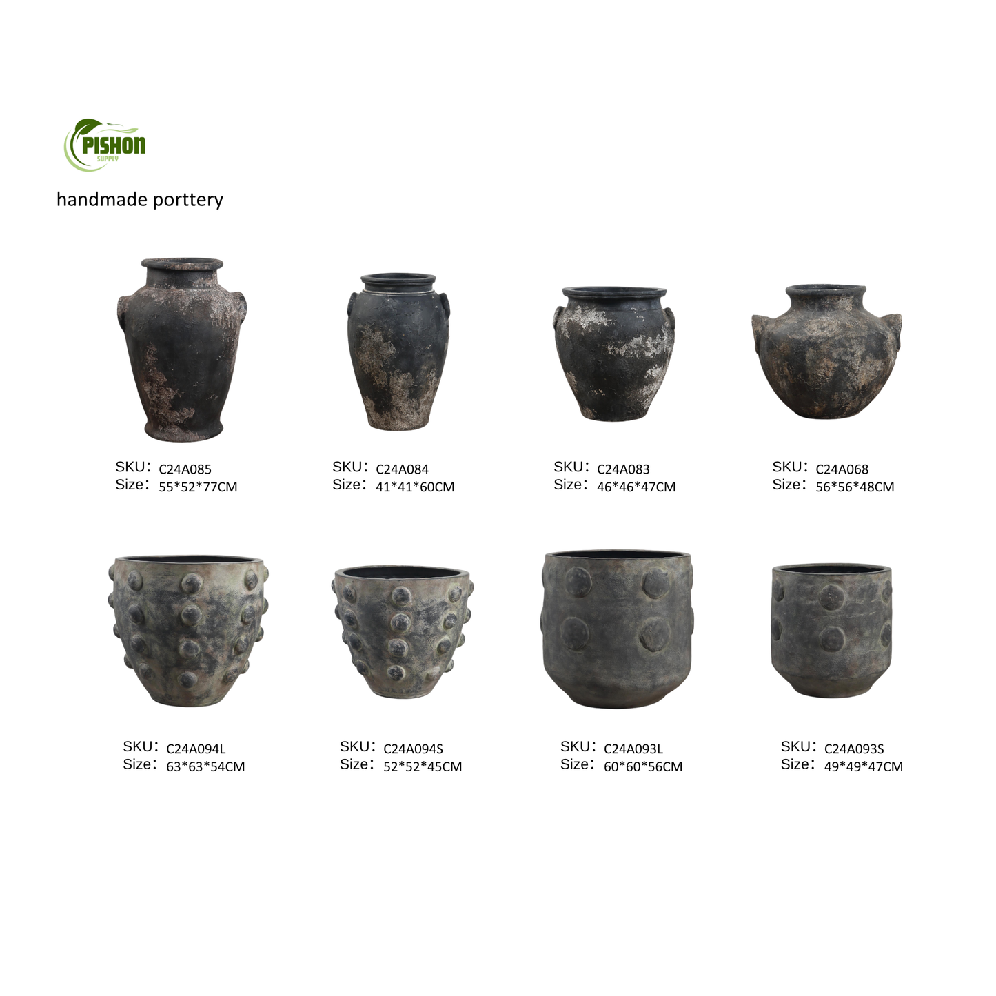 Large Terracotta Pots | Hand-Thrown Primitive Pottery | Distressed Vintage Vessel