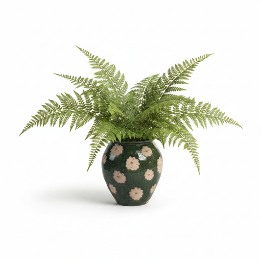 Green Daisy Vase with Fern