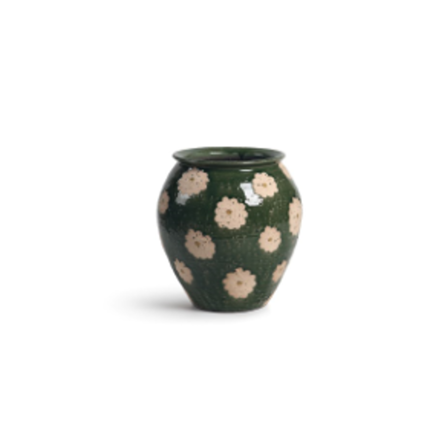 Green Daisy Ceramic Vase