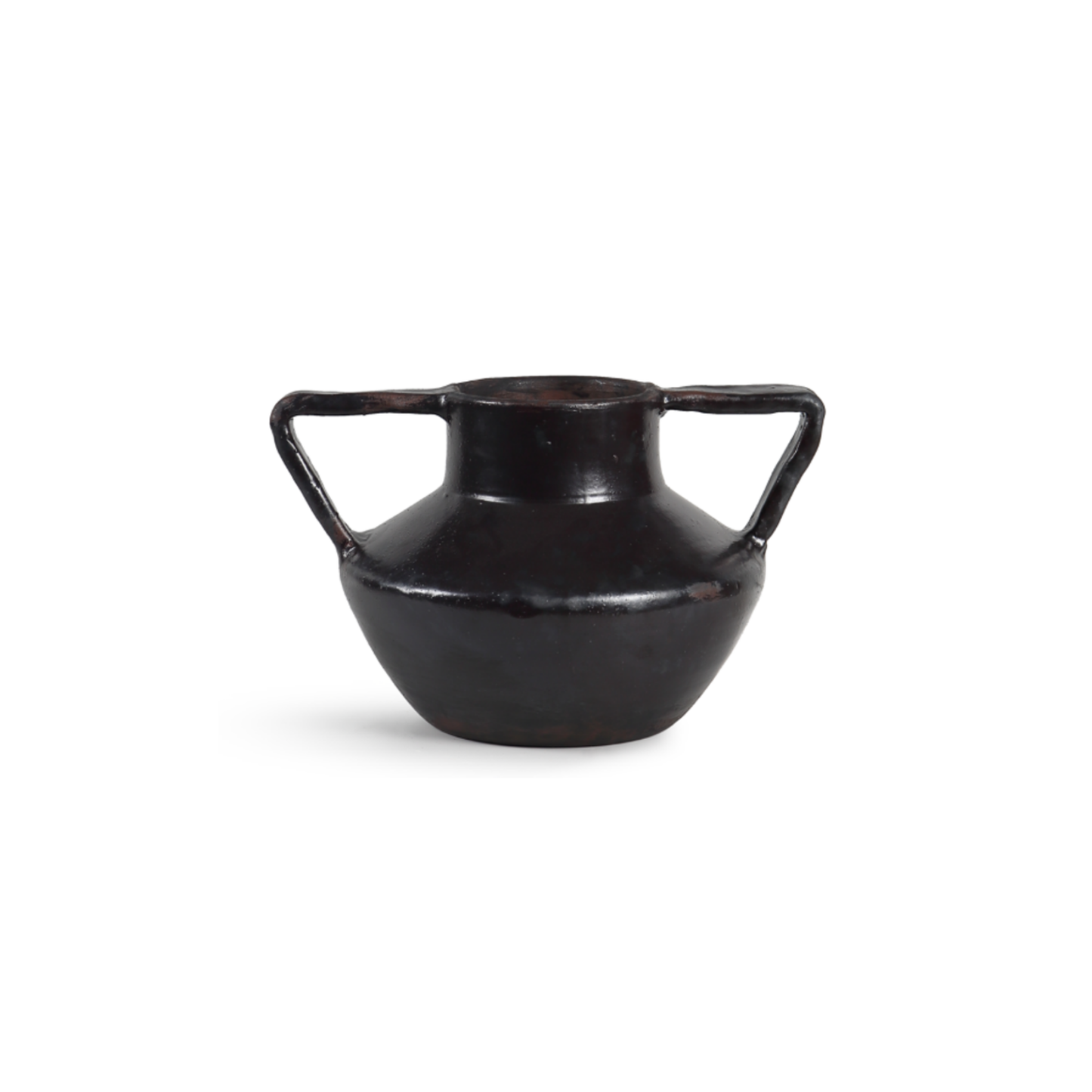 Black Ceramic Double-Ear Urn | Handcrafted Decorative Vessel