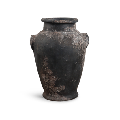 Large Antique Ceramic Urn Vase with Handles | Rustic Home Decor