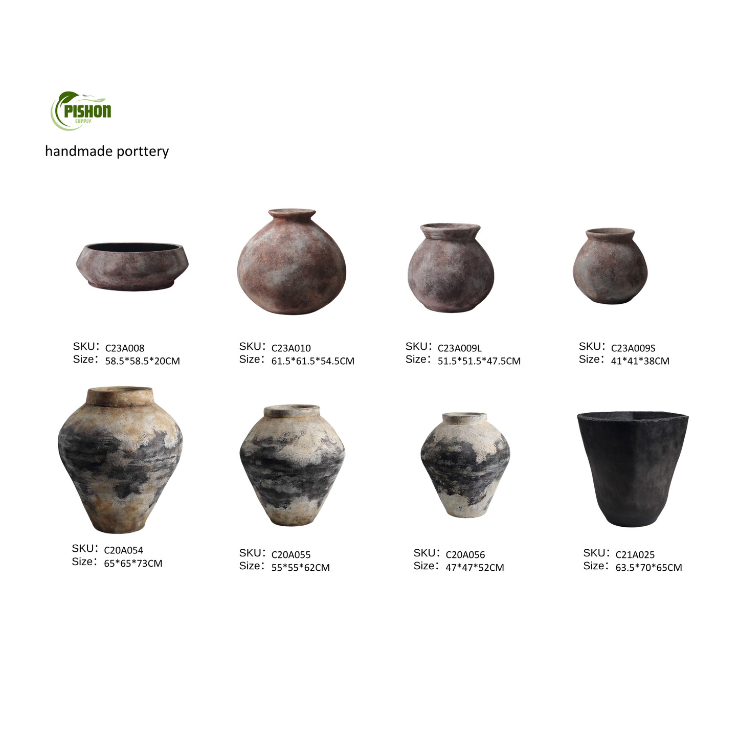 Large Terracotta Pots | Hand-Thrown Primitive Pottery | Distressed Vintage Vessel