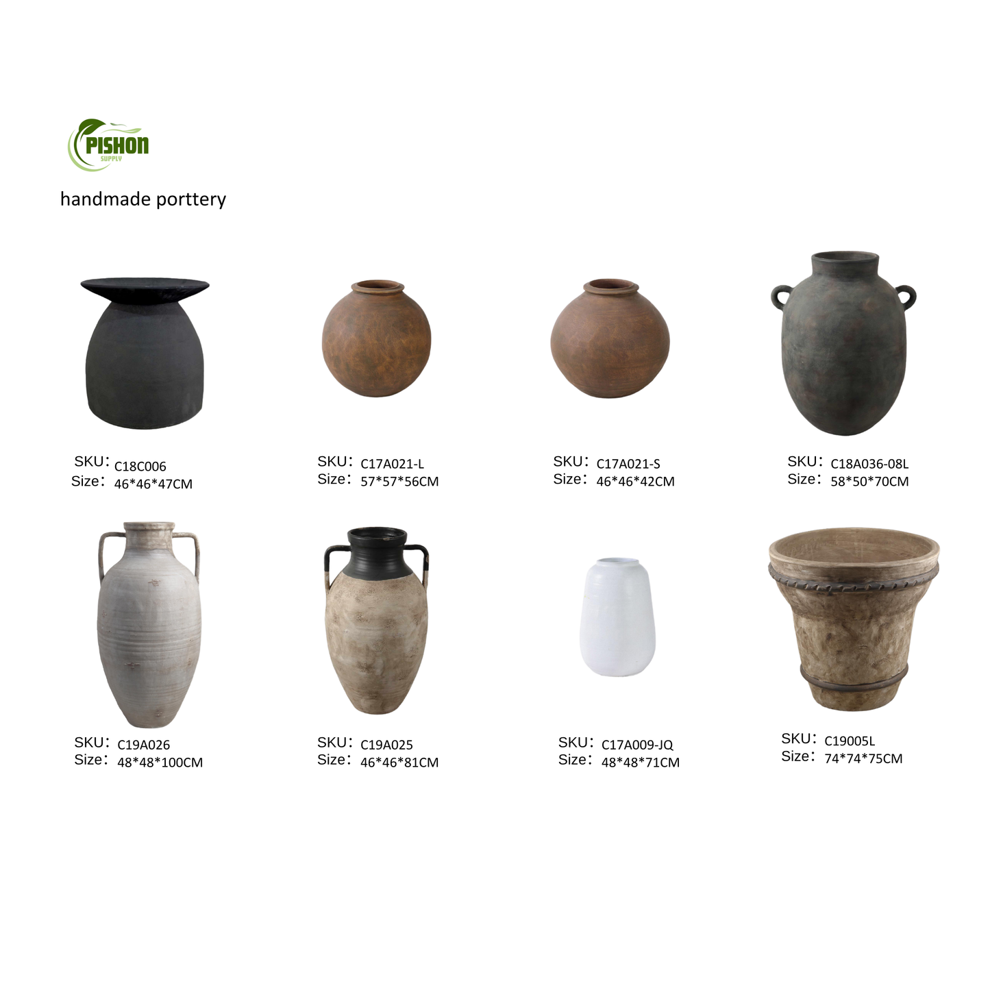 Large Terracotta Pots | Hand-Thrown Primitive Pottery | Distressed Vintage Vessel