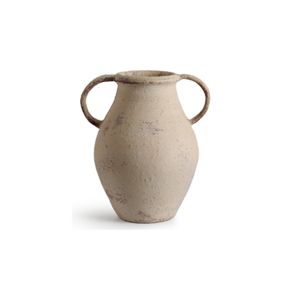 Cream Ceramic Amphora Vase | Handcrafted Artisan Decorative Vessel – Medium