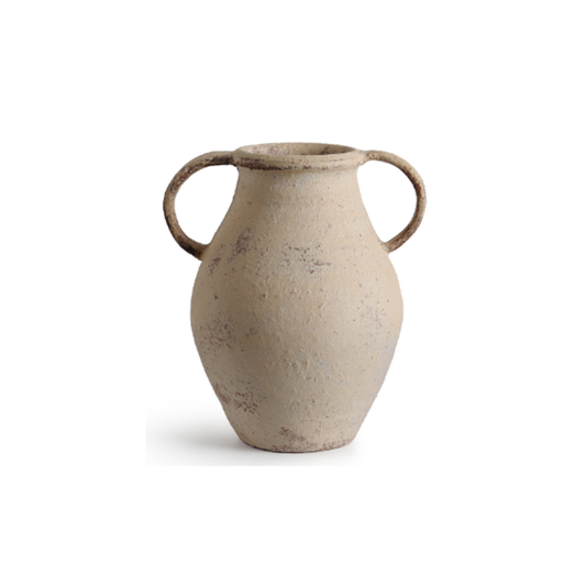 Cream Ceramic Amphora Vase | Handcrafted Artisan Decorative Vessel – Medium