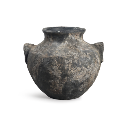 Rustic Wide Ceramic Urn Vase with Handles | Organic Modern Decor