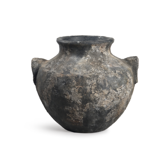 Rustic Wide Ceramic Urn Vase with Handles | Organic Modern Decor