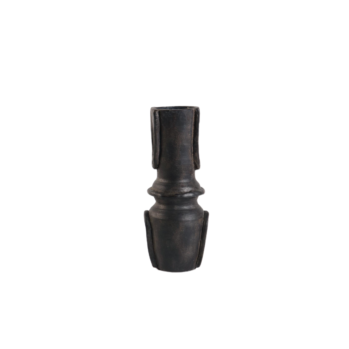 Black Ceramic Column Vase | Handcrafted Tall Decorative Vessel