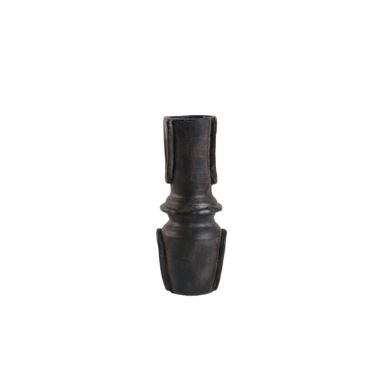 Black Ceramic Column Vase | Handcrafted Tall Decorative Vessel