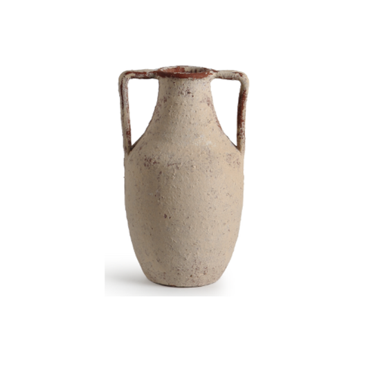 Cream Ceramic Amphora Vase | Handcrafted Artisan Decorative Vessel – Small