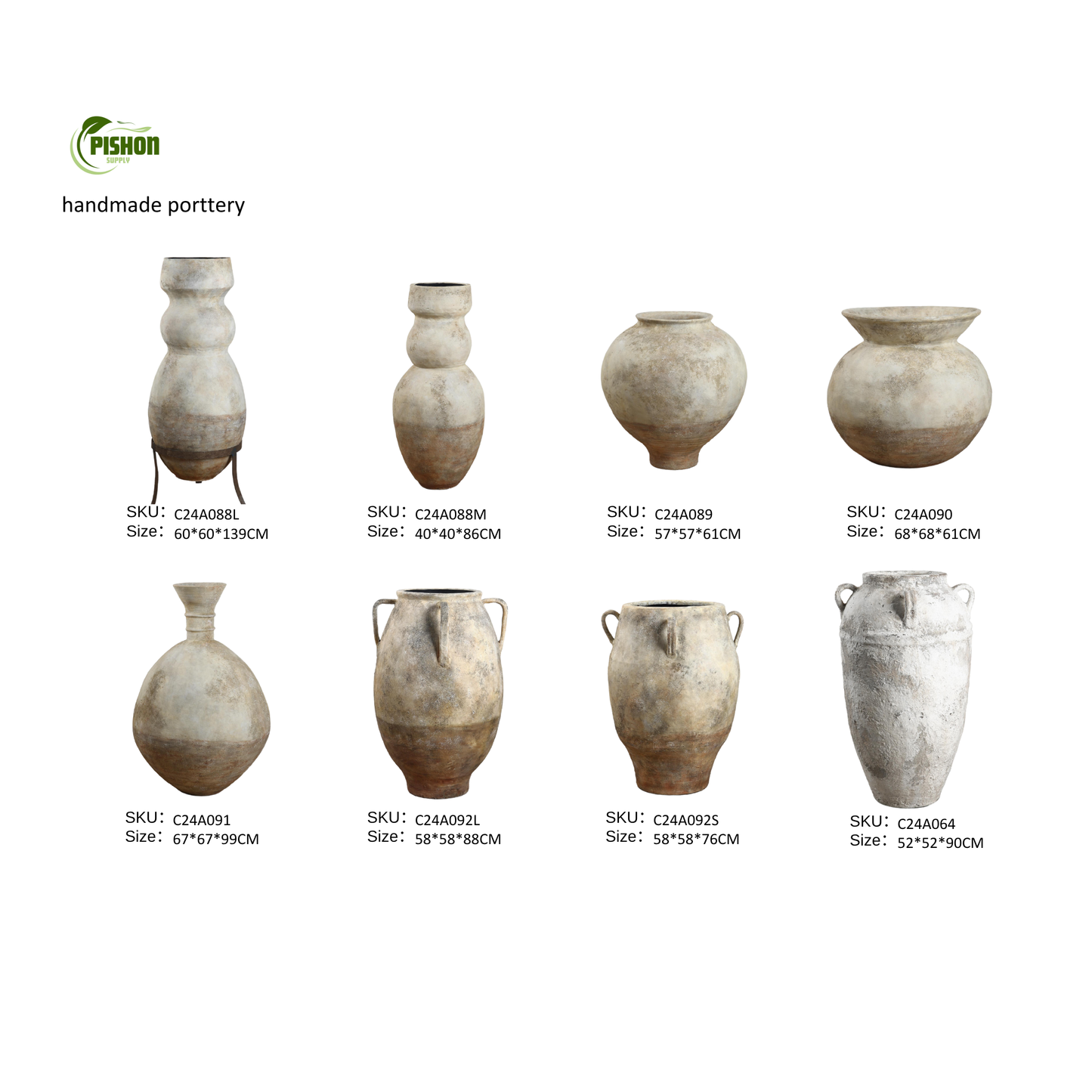 Large Terracotta Pots | Hand-Thrown Primitive Pottery | Distressed Vintage Vessel