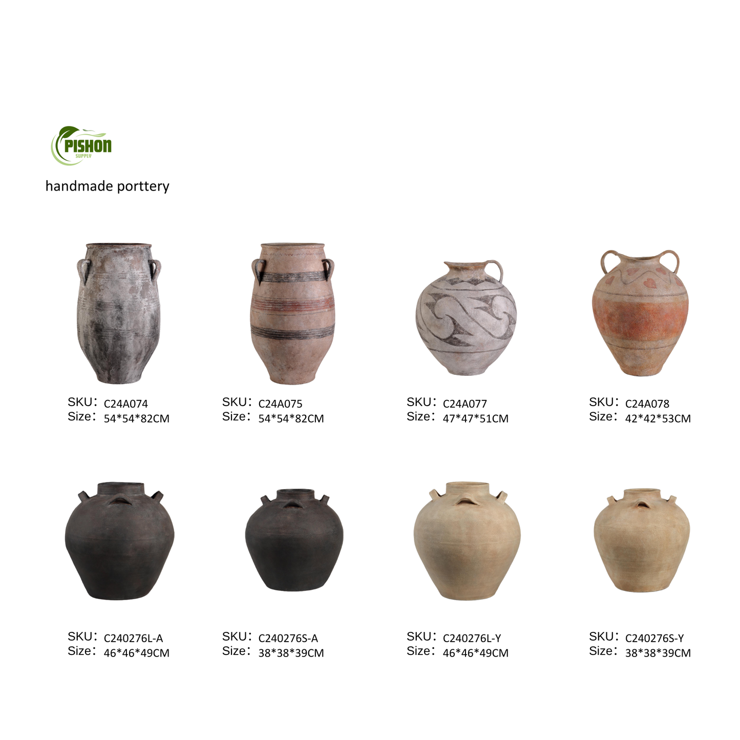 Large Terracotta Pots | Hand-Thrown Primitive Pottery | Distressed Vintage Vessel