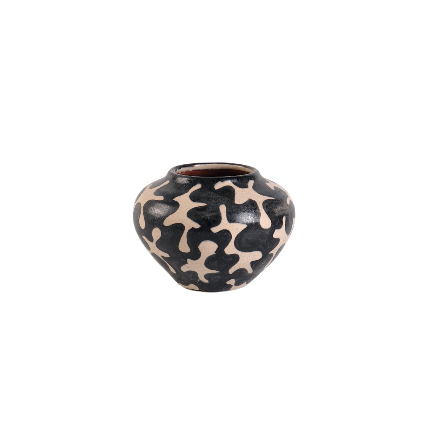 Black & Cream Patterned Ceramic Vase | Handcrafted Decorative Vessel