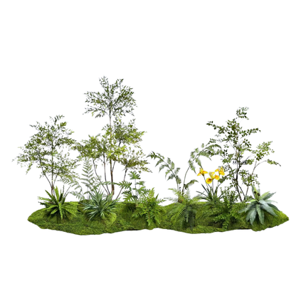 Zen Bamboo & Fern Landscape Collection | Premium Artificial Bamboo, Fern & Orchid Plant Set