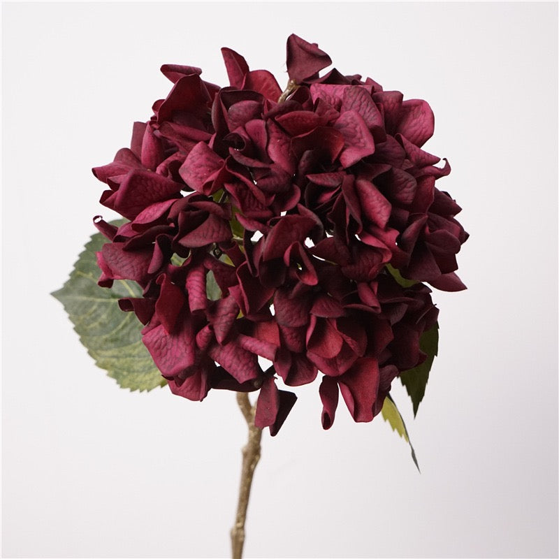 Real Touch Curled-Petal Hydrangea Stem 25" (63cm) | Artificial Flowers | 13 Colors