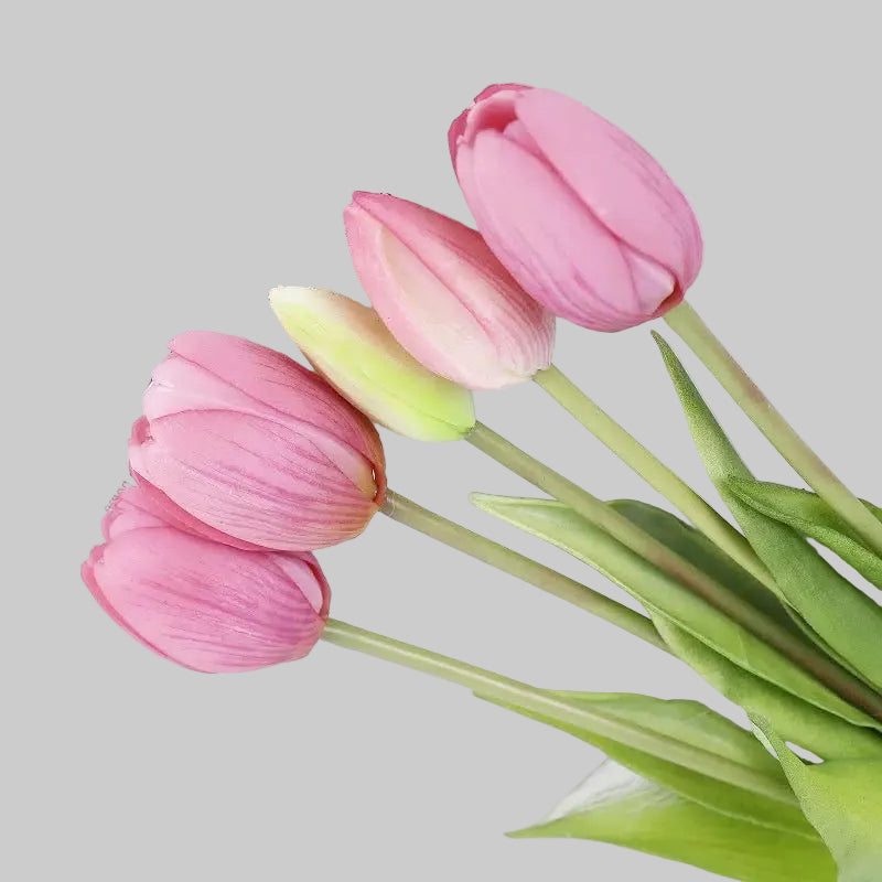 Soft Gel Tulip Bouquet 15" (39cm) | 5 Stems | Artificial Tulips | 7 Colors