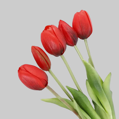 Soft Gel Tulip Bouquet 15" (39cm) | 5 Stems | Artificial Tulips | 7 Colors