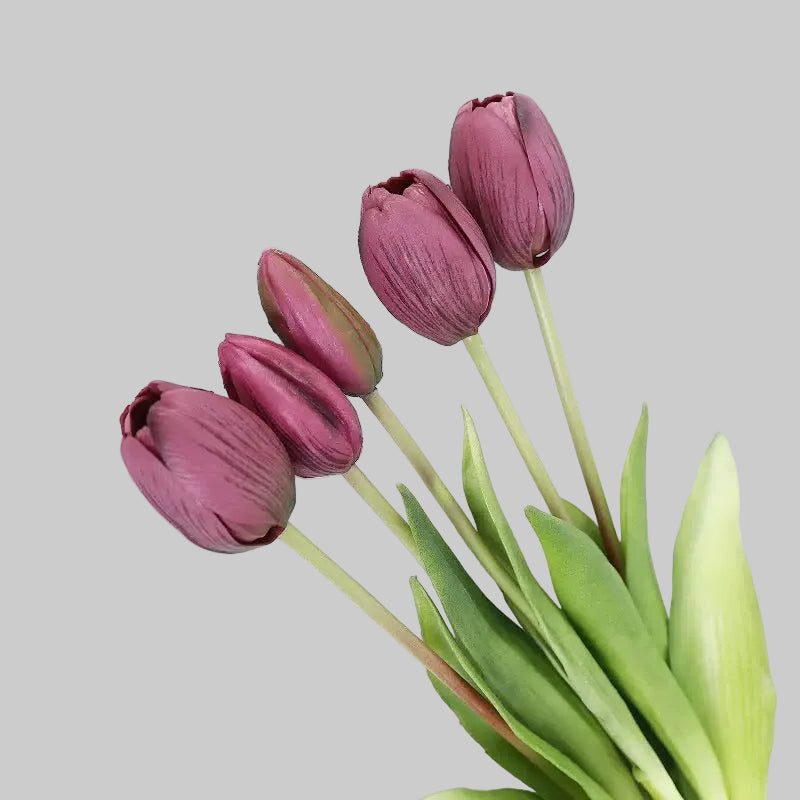 Soft Gel Tulip Bouquet 15" (39cm) | 5 Stems | Artificial Tulips | 7 Colors
