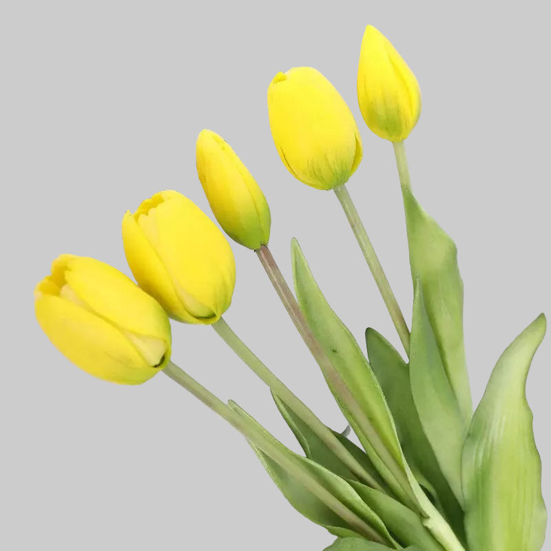 Soft Gel Tulip Bouquet 15" (39cm) | 5 Stems | Artificial Tulips | 7 Colors