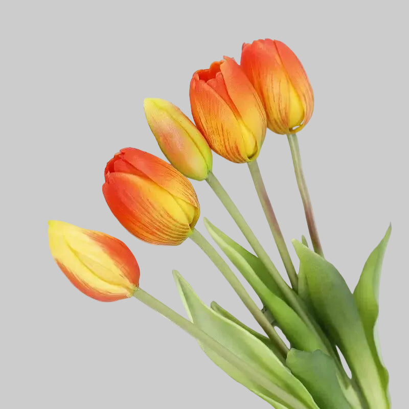 Soft Gel Tulip Bouquet 15" (39cm) | 5 Stems | Artificial Tulips | 7 Colors
