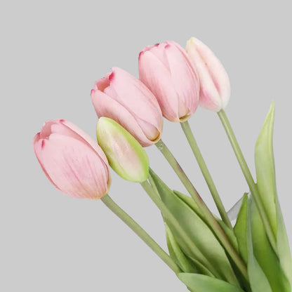 Soft Gel Tulip Bouquet 15" (39cm) | 5 Stems | Artificial Tulips | 7 Colors