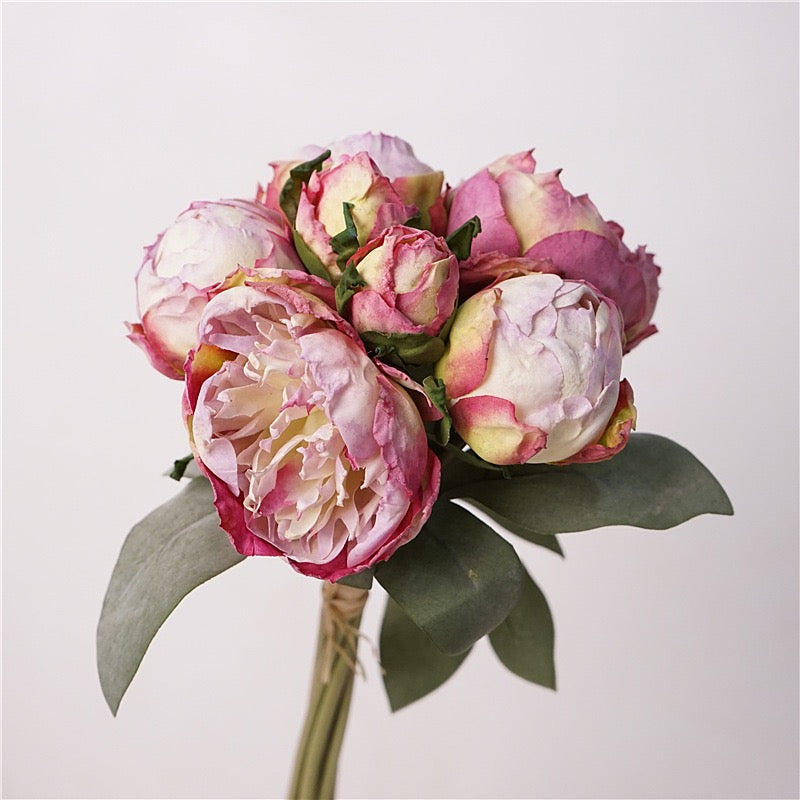 Vintage Peony Bouquet – 7 Heads | 14.4" Artificial Peony | Multiple Colors
