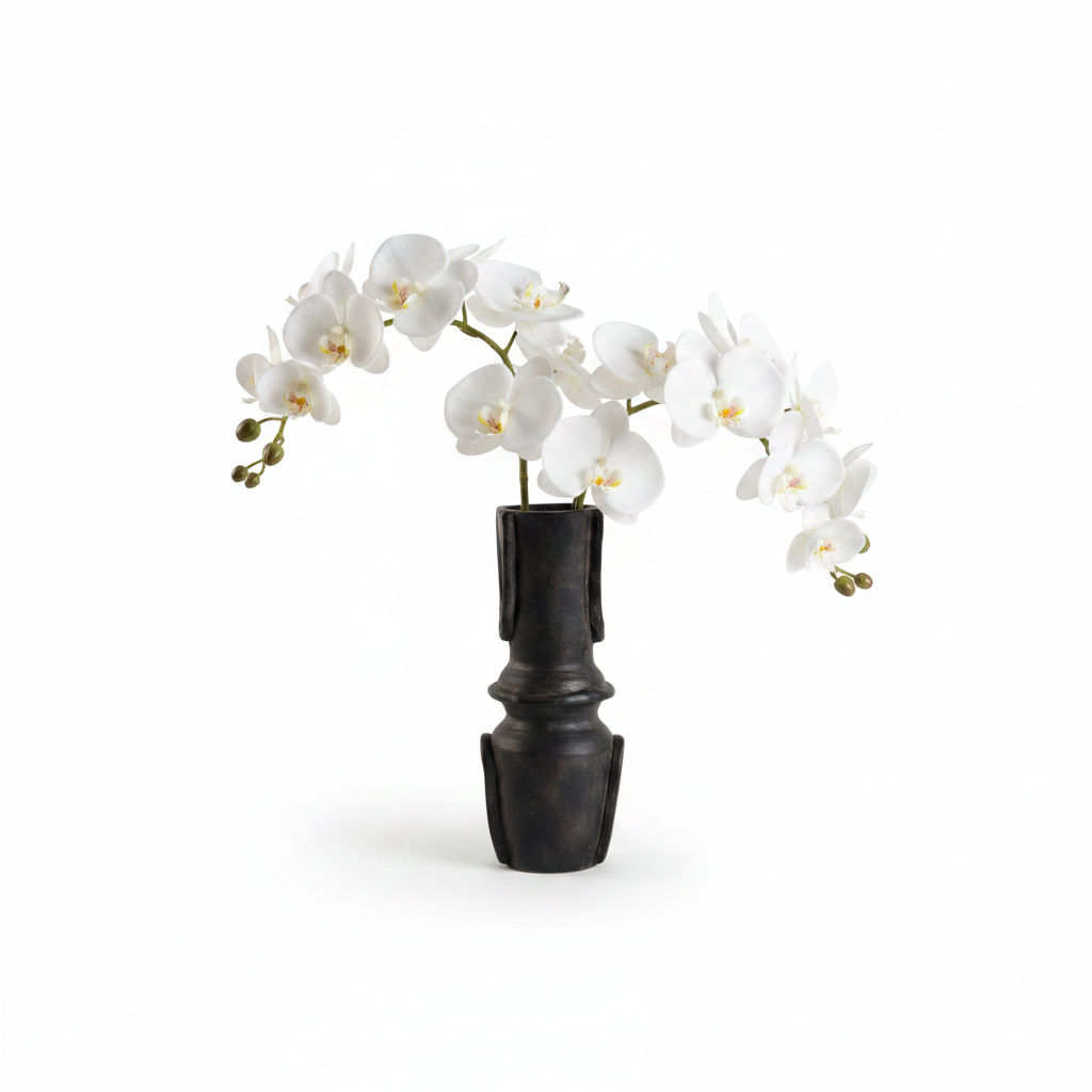 Black Column Vase - Full Orchid Arrangement