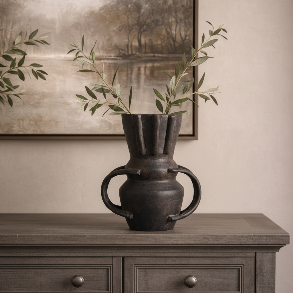 Black Double-Ear Vase Detail - Console Background