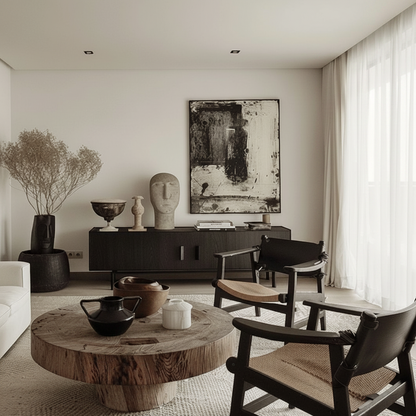 Black Urn - Organic Modern Dark Living Room