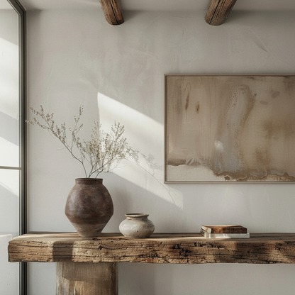 Ceramic Jar in Wabi-Sabi Console Scene