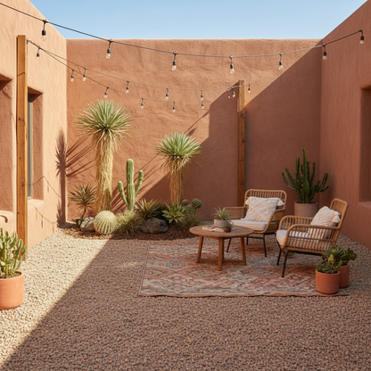 Desert Plants Airbnb Courtyard Scene