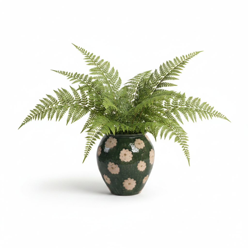 Green Daisy Vase with Fern