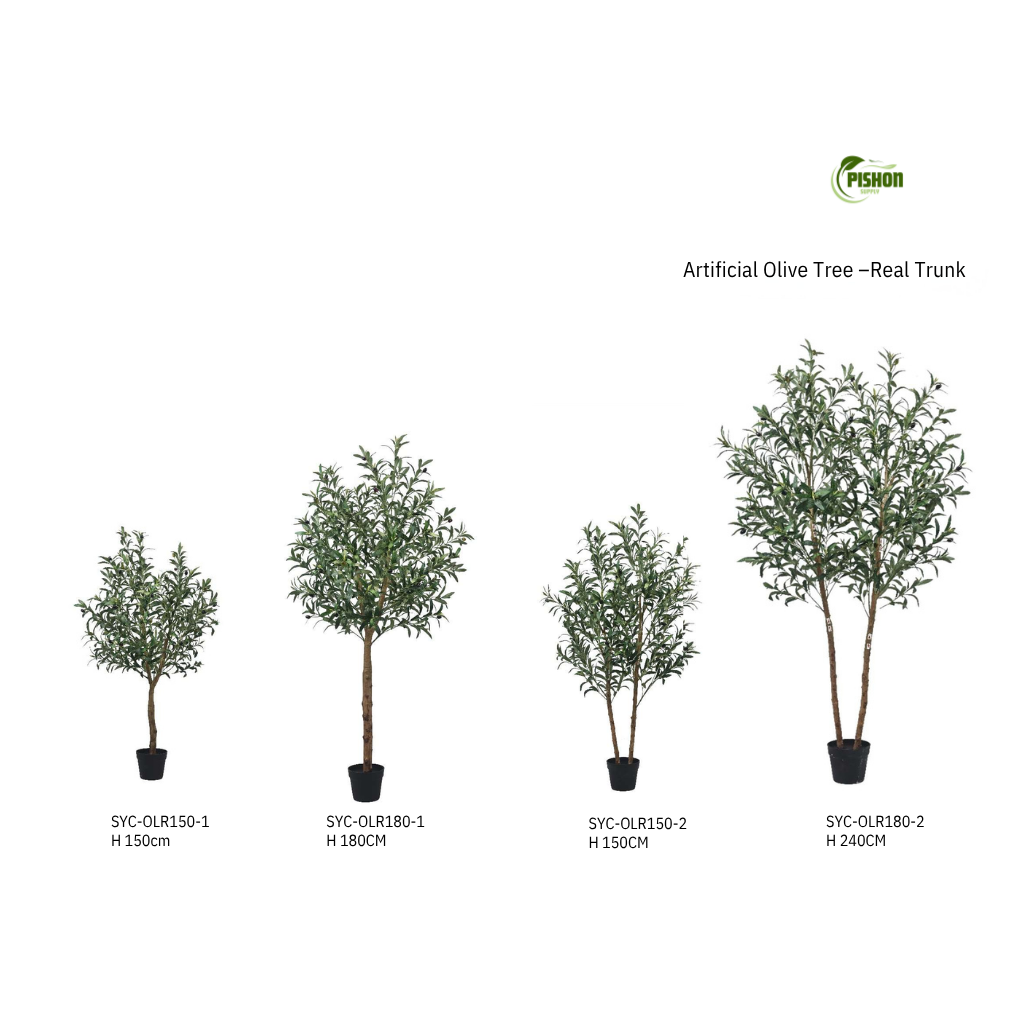 Artificial Olive Tree with Wood Pole | Faux Olive Tree for Home Decor