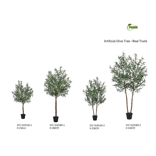 Artificial Olive Tree with Wood Pole | Faux Olive Tree for Home Decor