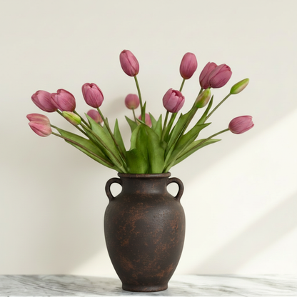 Pink Tulips Double Handle Amphora