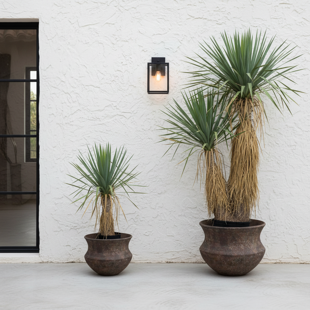 Two Yucca Trees Mediterranean Scene